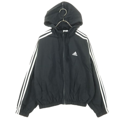 adidas アディダス ワンポイントロゴ 長袖 ナイロン ジップジャケット M ブラック