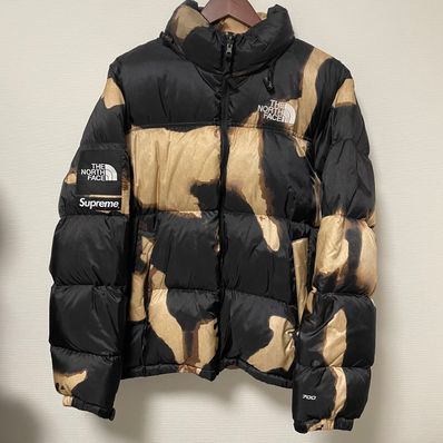 Supreme x The North Face Bleached Denim Print Nuptse Jacket "Black"