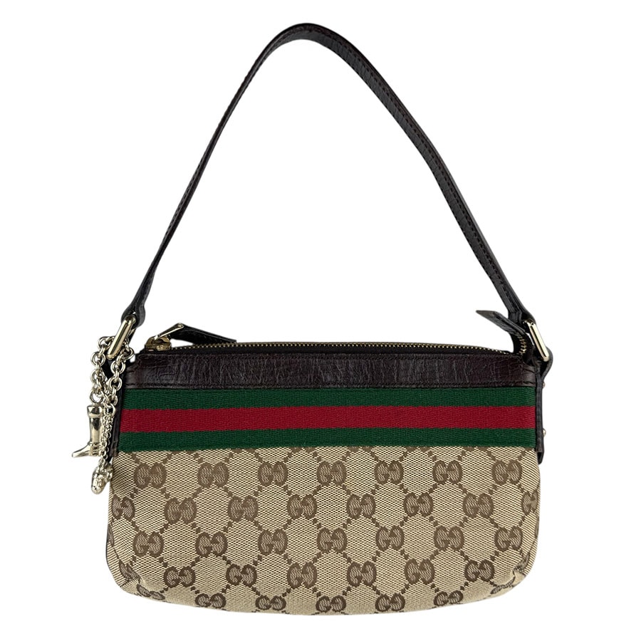 グッチ GUCCI ハンドバッグ GGキャンバス/レザー ブラウン ゴールド レディース 145970【中古】 z9068