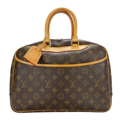 【中古】 ルイ・ヴィトン ハンドバッグ ドーヴィル M47270 ボーリング・ヴァニティ モノグラム ヌメ革 ブラウン 定番 普段使い 人気 レディース 女性 LOUIS VUITTON