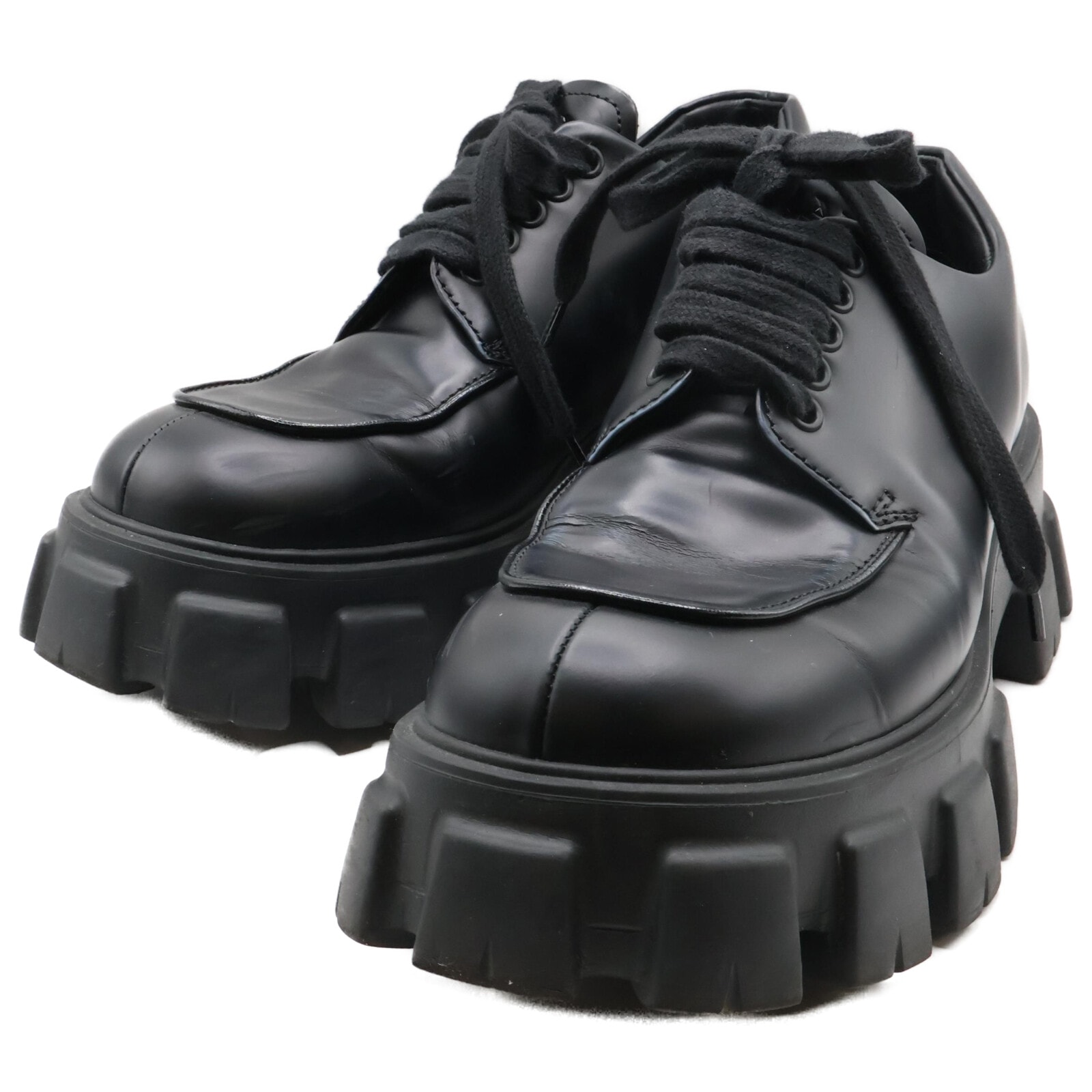 プラダ 2EE356 モノリス プラットフォームダービーシューズ 7