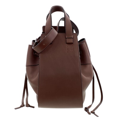 LOEWE ロエベ ハンモックバッグ ミディアム 2WAY ハンドバッグ 387.12 レザー ブラウン レディース【中古】