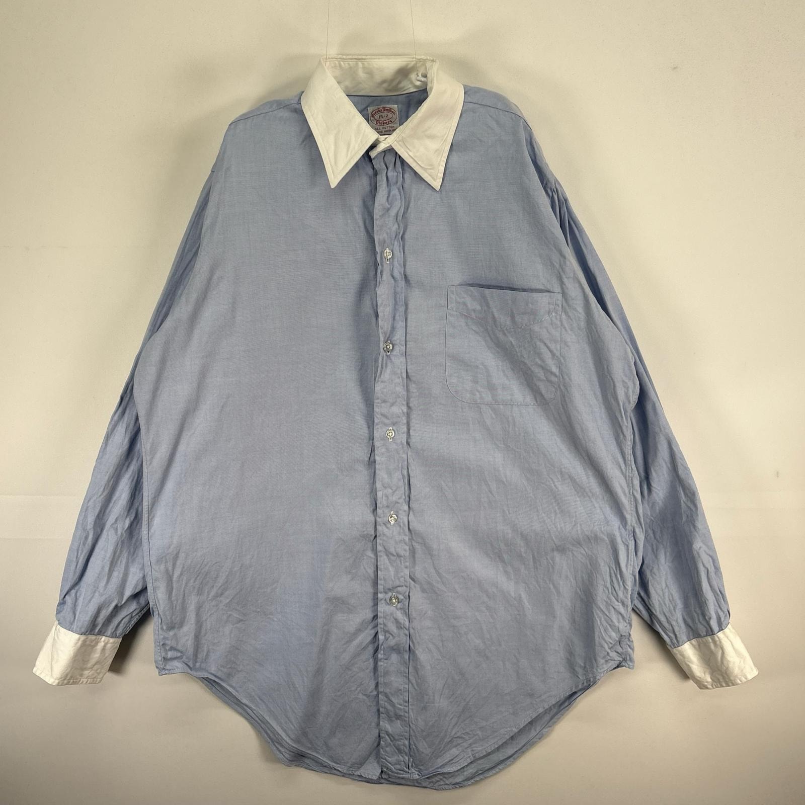 古着 60's~70's/60年代~70年代 ヴィンテージ ブルックスブラザーズ Brooks Brothers 長袖シャツ 6ボタン Makers M  ブルー系 ツートン メンズ