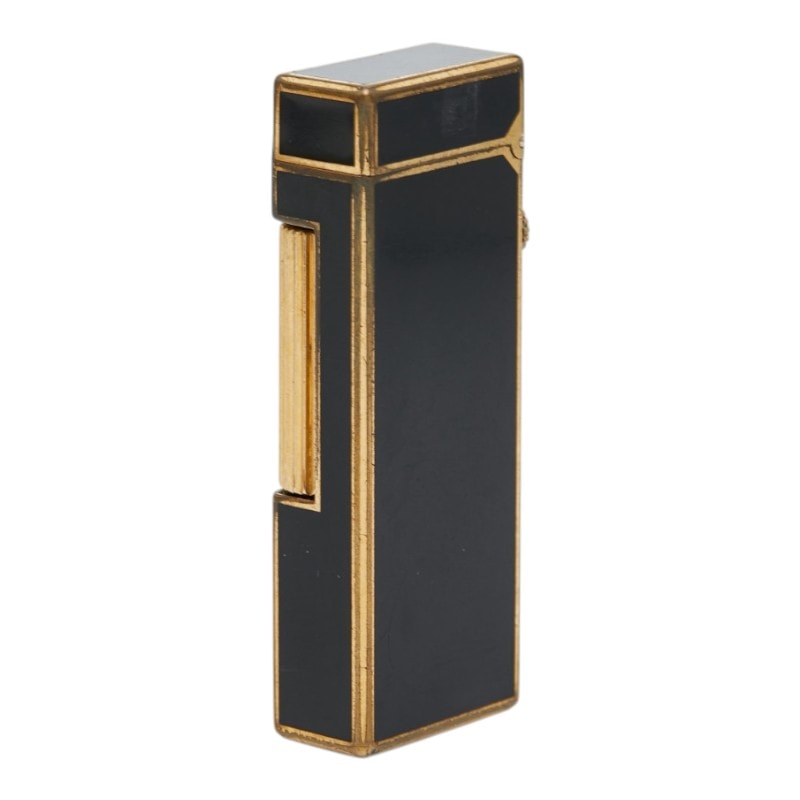 ダンヒル ガスライター ローラー式 着火確認済み ブラックラッカー ゴールド メンズ Dunhill 【中古】