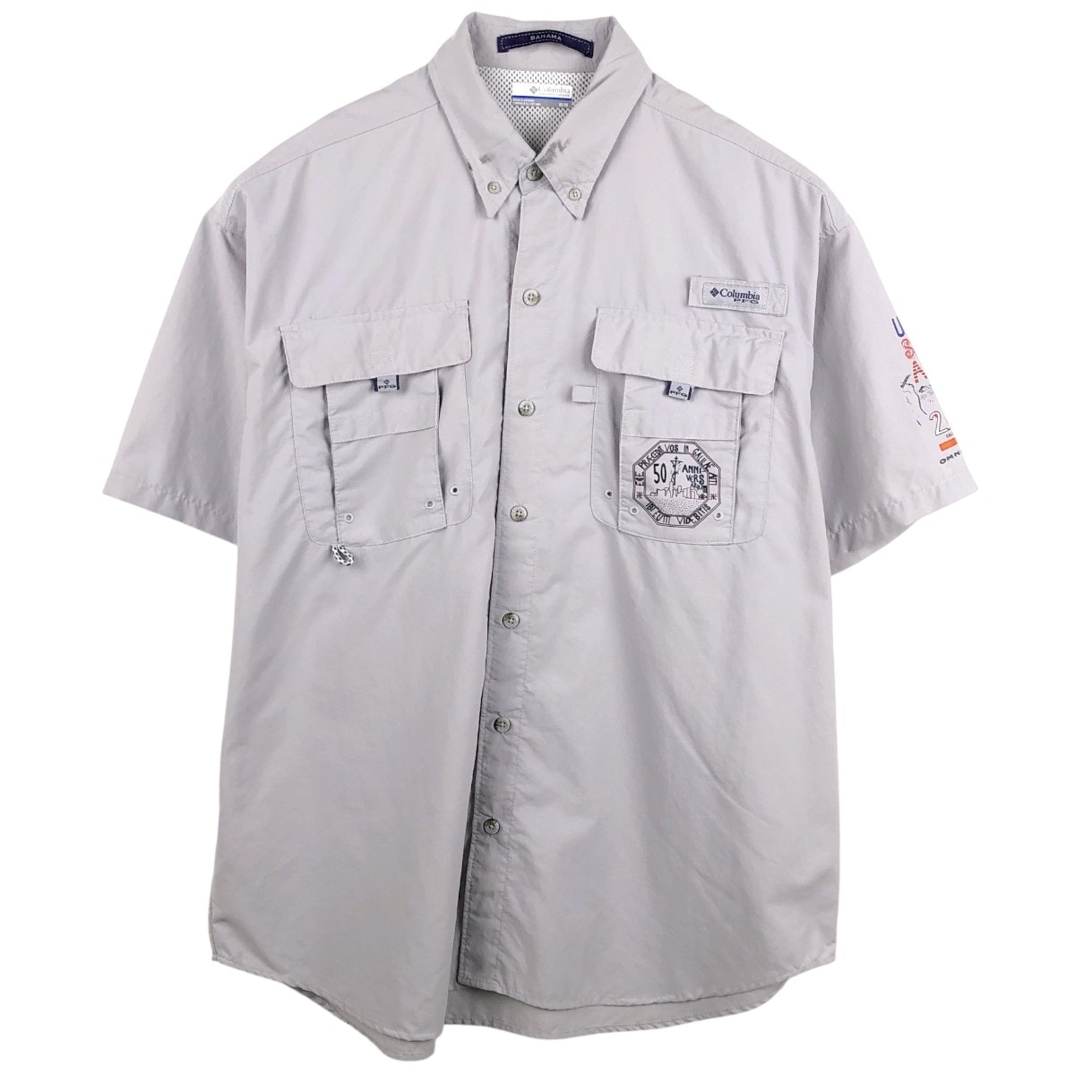 古着 コロンビア Columbia PFG OMNI-SHADE バハマシャツ ボタンダウン 半袖 フィッシングシャツ メンズM相当/eaa670082