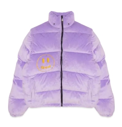 drew house Plush Hooded Puffer Jacket "Lavender"