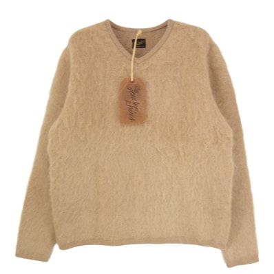TENDERLOIN テンダーロイン ニット T-MOHAIR V モヘア シャギー Vネック ウール ニット ベージュ系 M【美品】【中古】