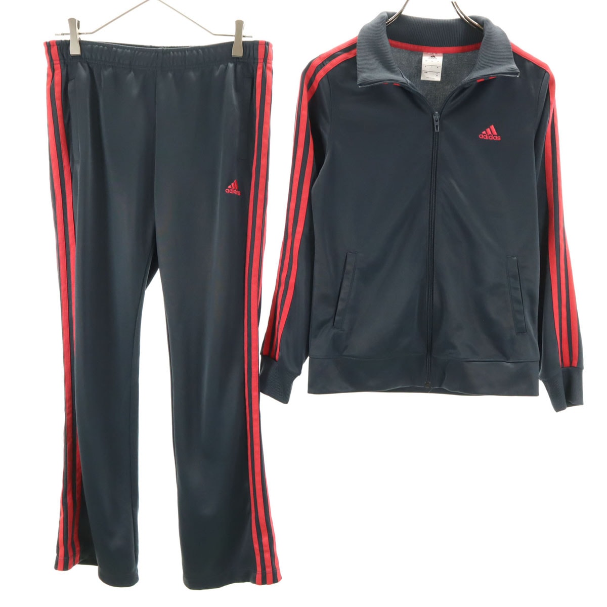 adidas アディダス トラックジャケット 上下セットアップ M グレー ジャージ