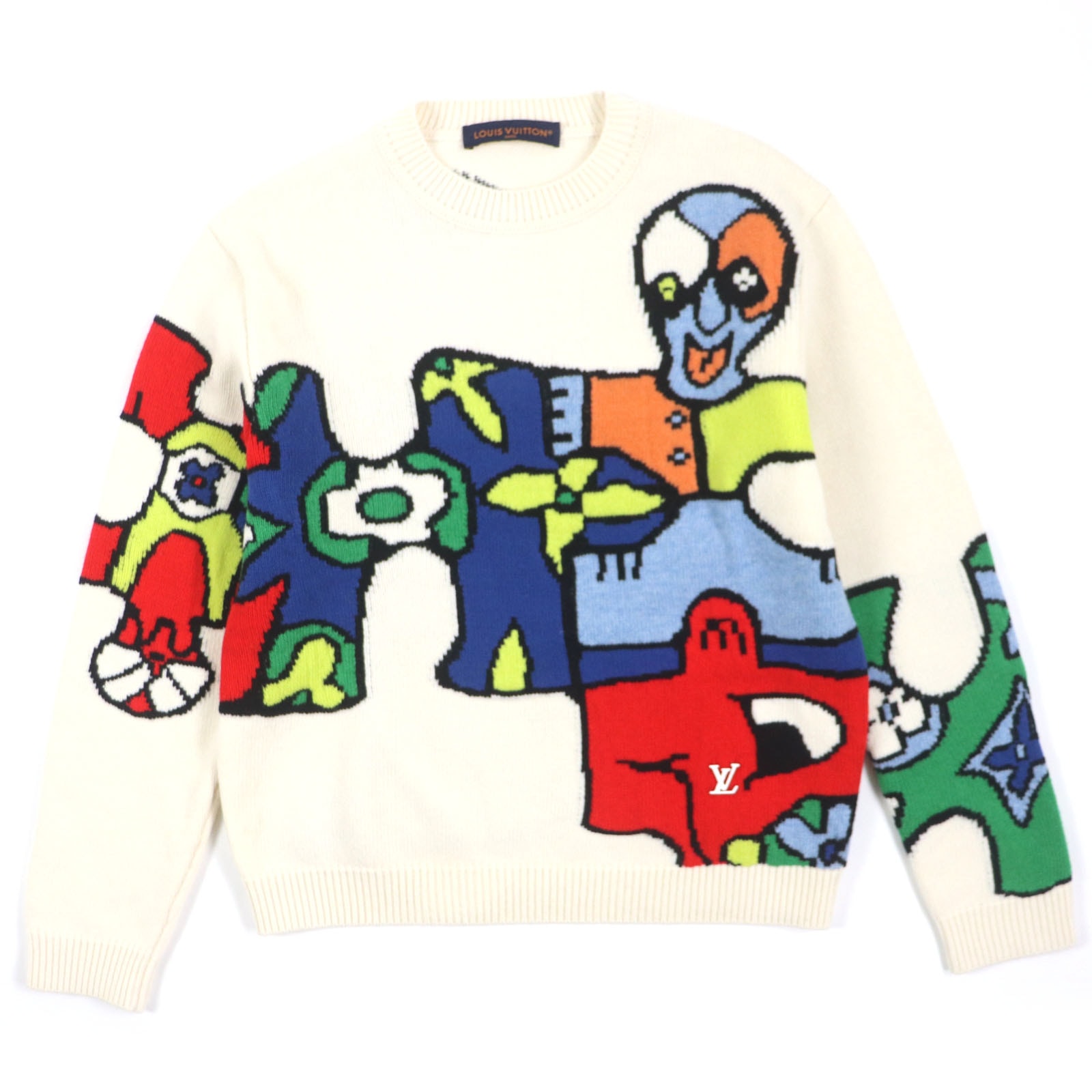 極美品 ルイヴィトン
 セーター LVパズル オフホワイト マルチ メンズ M HON63W