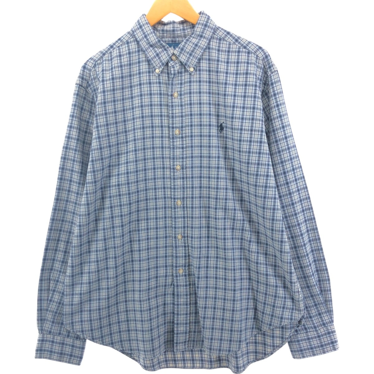 古着 ラルフローレン Ralph Lauren CLASSIC FIT 長袖 ボタンダウン ライトネルチェックシャツ メンズXL相当/eaa551935