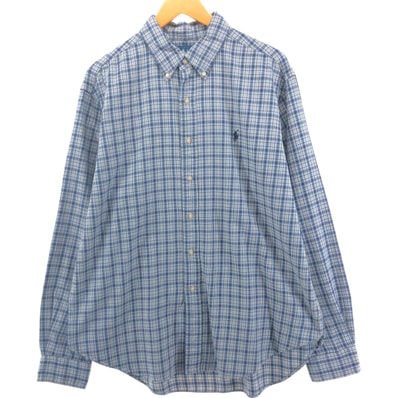 古着 ラルフローレン Ralph Lauren CLASSIC FIT 長袖 ボタンダウン ライトネルチェックシャツ メンズXL相当/eaa551935