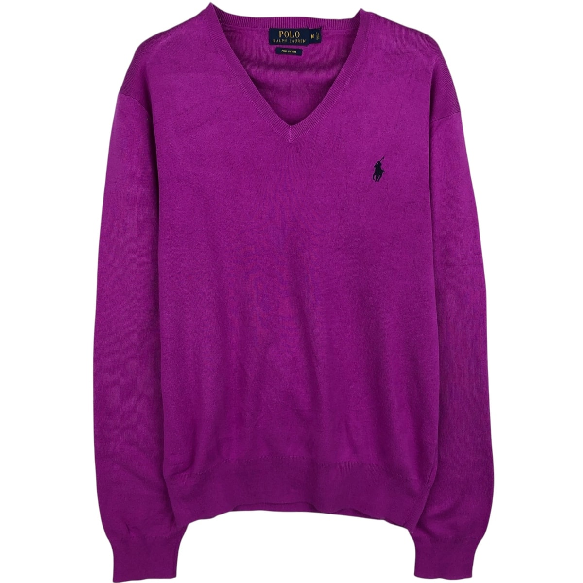 古着 ラルフローレン Ralph Lauren POLO RALPH LAUREN PIMA COTTON Vネック ピマコットンニットセーター レディースM相当/eaa626287