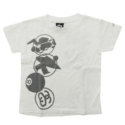 STUSSY ステューシー Tシャツ 90s 00s Old オールド マルチロゴ 半袖 Tシャツ カットソー キッズ ホワイト ホワイト系 S【中古】