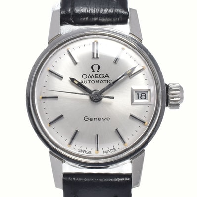 オメガ OMEGA 566.002 ヴィンテージ シーマスター ジュネーブ デイト Cal.684 シルバー 自動巻き レディース 良品 腕時計 J#147731