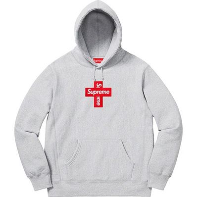 Supreme Cross Box Logo Hooded Sweatshirt "Grey"