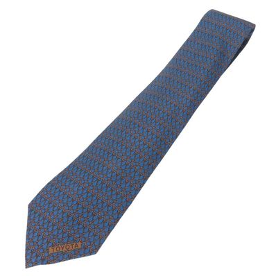 【中古】 エルメス ネクタイ トヨタ限定品 シルク ブルー系 ブラウン スーツ ビジネス アパレル メンズ 男性 HERMES