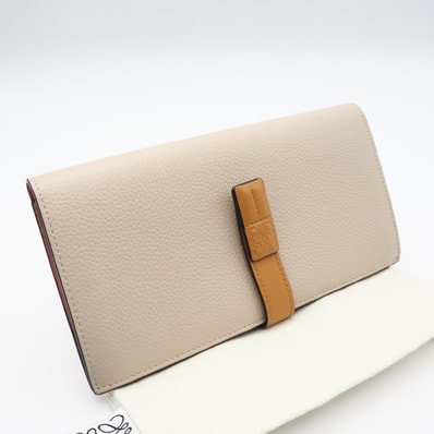 美品 LOEWE ロエベ ソフトグレインカーフ バーティカル ウォレット ラージ C660S40X01 長財布 ベージュ ブラウン オレンジ グレインカーフレザー レディース