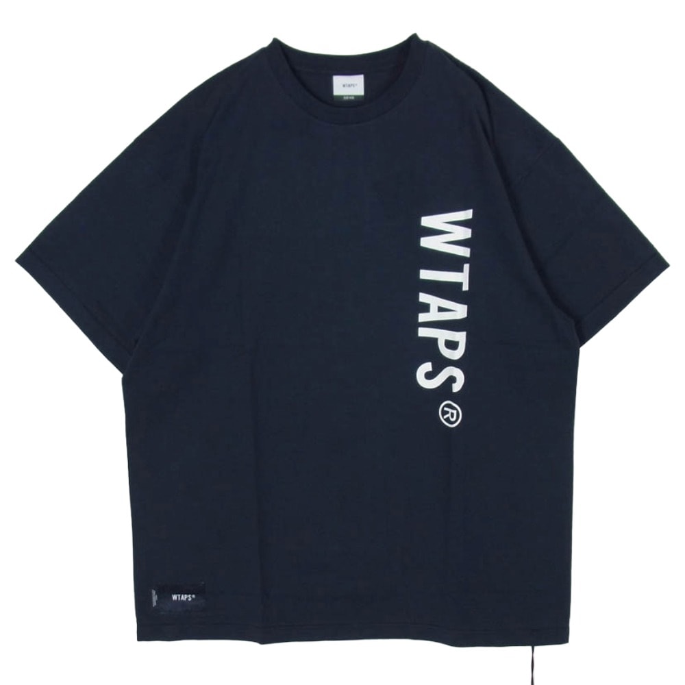 WTAPS ダブルタップス Tシャツ 24SS 241ATDT-STM04S SIGN SS フルロゴ フロントプリント クルーネック 半袖 Tシャツ カットソー ネイビー系 3【極上美品】【中古】