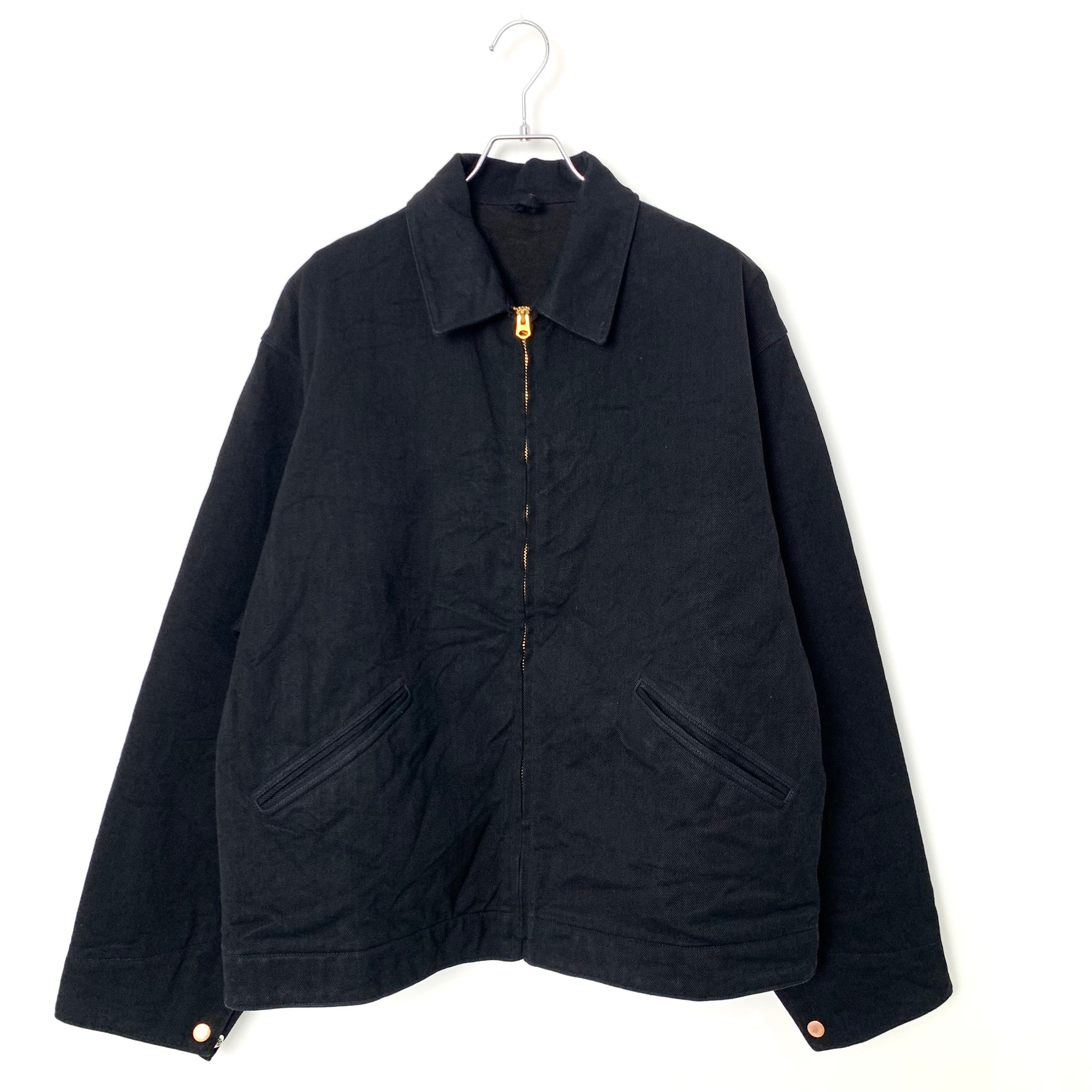 COMOLI Black denim zip short jacket Black