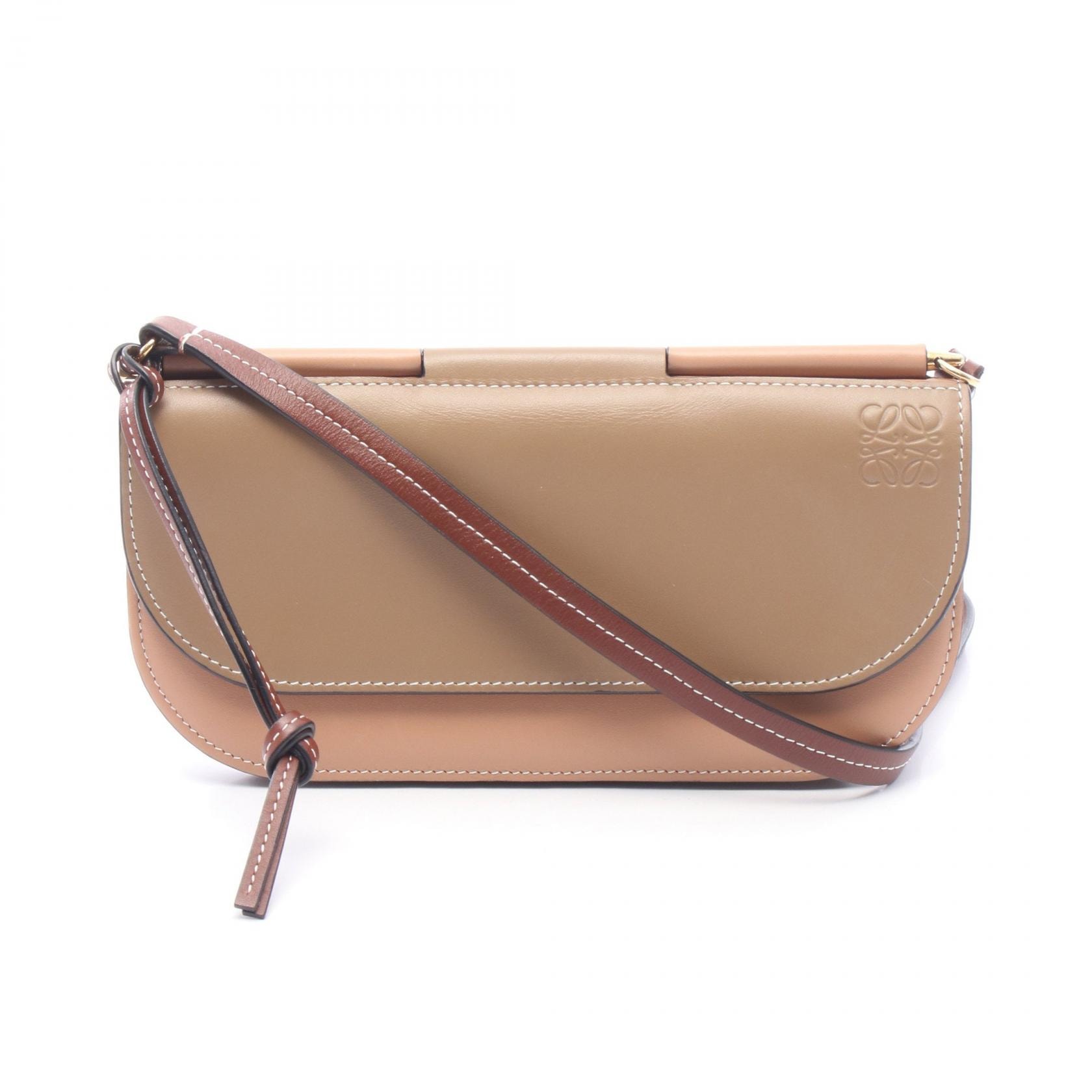 ロエベ LOEWE ゲート ポシェット ショルダーバッグ バッグ レザー レディース グレー系 / ピンク系 / ブラウン系 【中古】