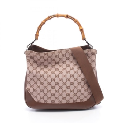 グッチ GUCCI バンブー 2WAY ハンドバッグ バッグ キャンバス レザー レディース ピンク系 / ブラウン系 001・4095 【中古】