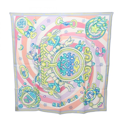 エルメス HERMES カレ70 CANDY LIBRIS スカーフ 衣料品 シルク シルク レディース ブルー系 / マルチカラー 【中古】