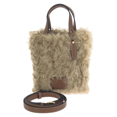 新品未使用 Anya Hindmarch アニヤ ハインドマーチ Eyes ベージュ ブラウン ゴールド金具 シープスキン レザー/ ショルダーバッグ ポシェット 603012 【中古】