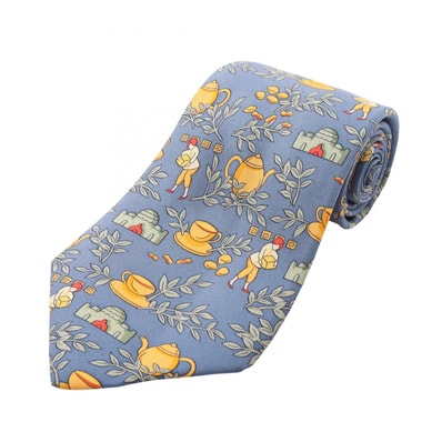 エルメス HERMES 総柄 ネクタイ 衣料品 シルク シルク メンズ ブルー系 / マルチカラー 【中古】