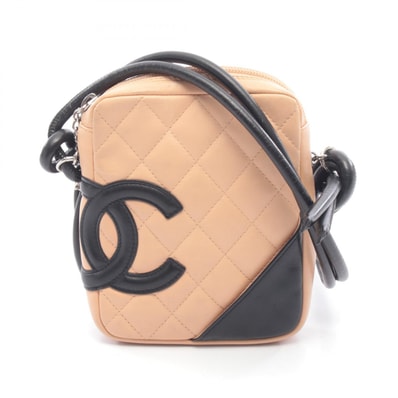 シャネル CHANEL カンボンライン ショルダーバッグ バッグ レザー レディース ベージュ系 / ブラック系 【中古】