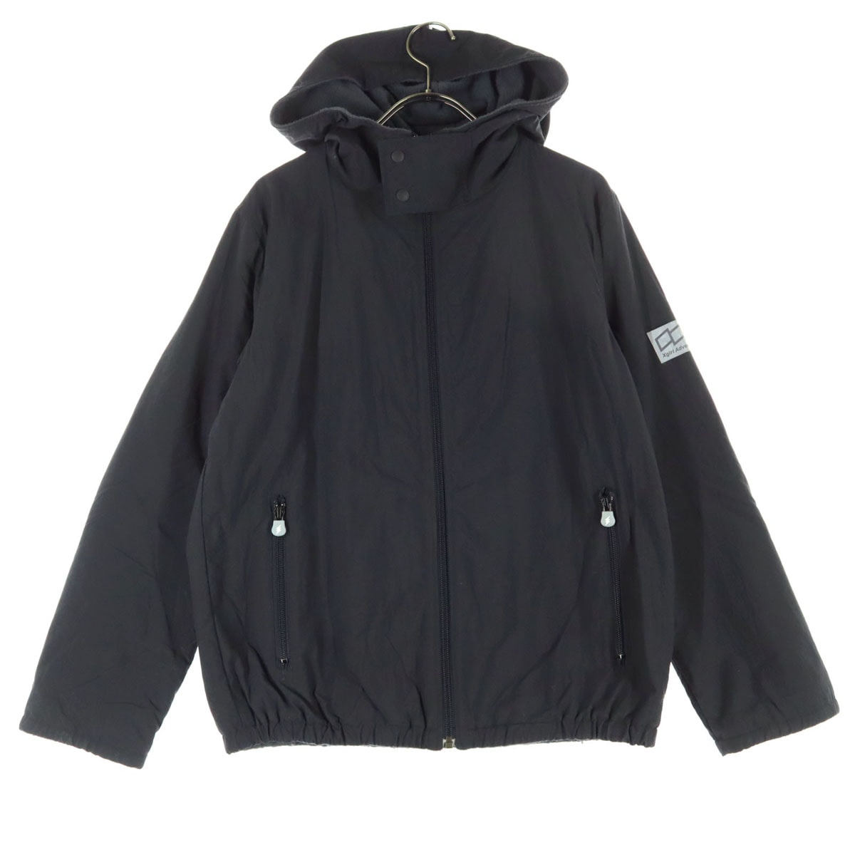 X-girl エックスガール 日本製 ワンポイントロゴ 長袖 ナイロンジャケット 1 ブラック リバーシブル