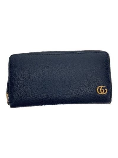 GUCCI GG Marmont Leather Zip Around Wallet "Black/Gold"