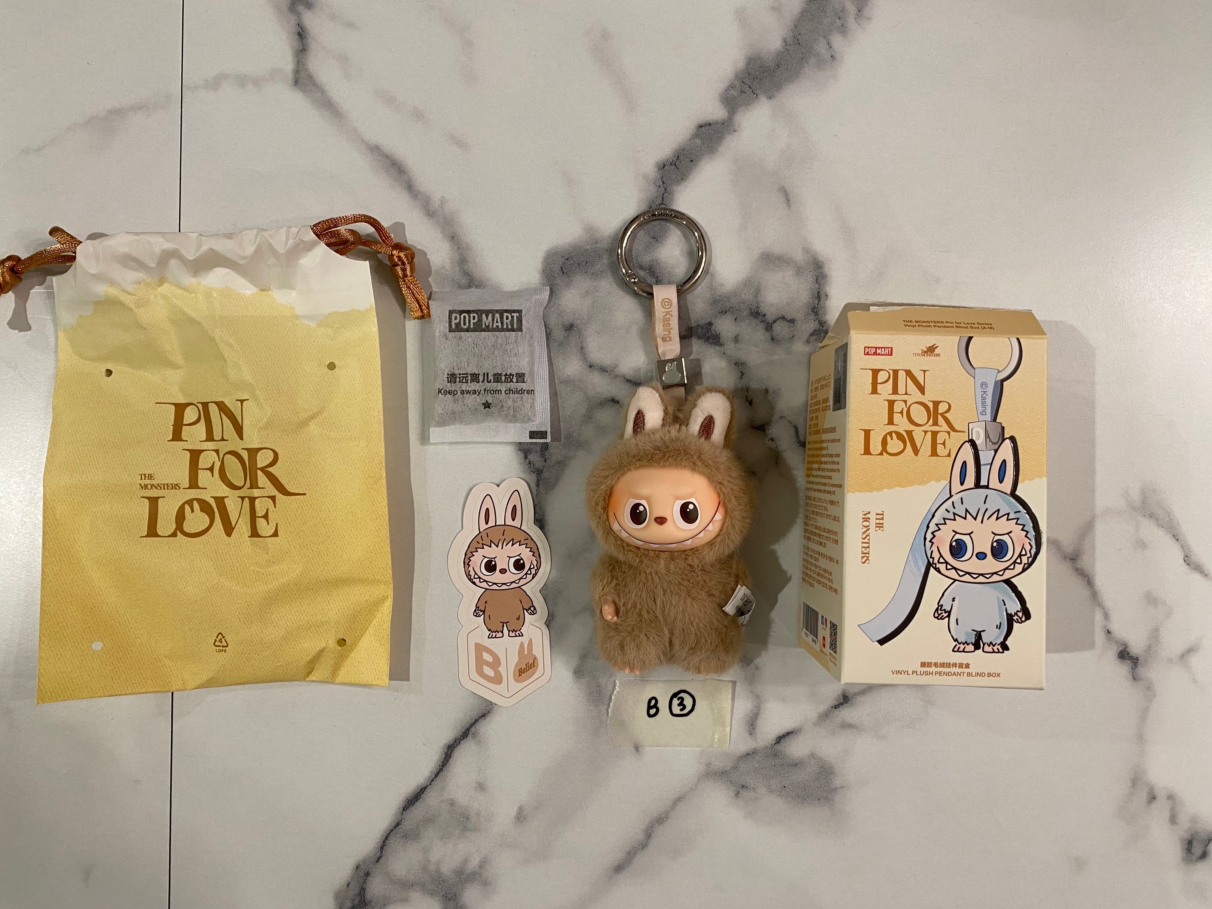 POP MART THE MONSTERS (LABUBU) Pin for Love Series-Vinyl Plush Pendant (A-M) B