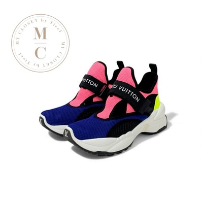 ルイヴィトン LOUIS VUITTON ラン55ライン モノグラム スニーカー 靴 シューズ メッシュ ファブリック レザー マルチカラー 未使用 ロゴ パンチング