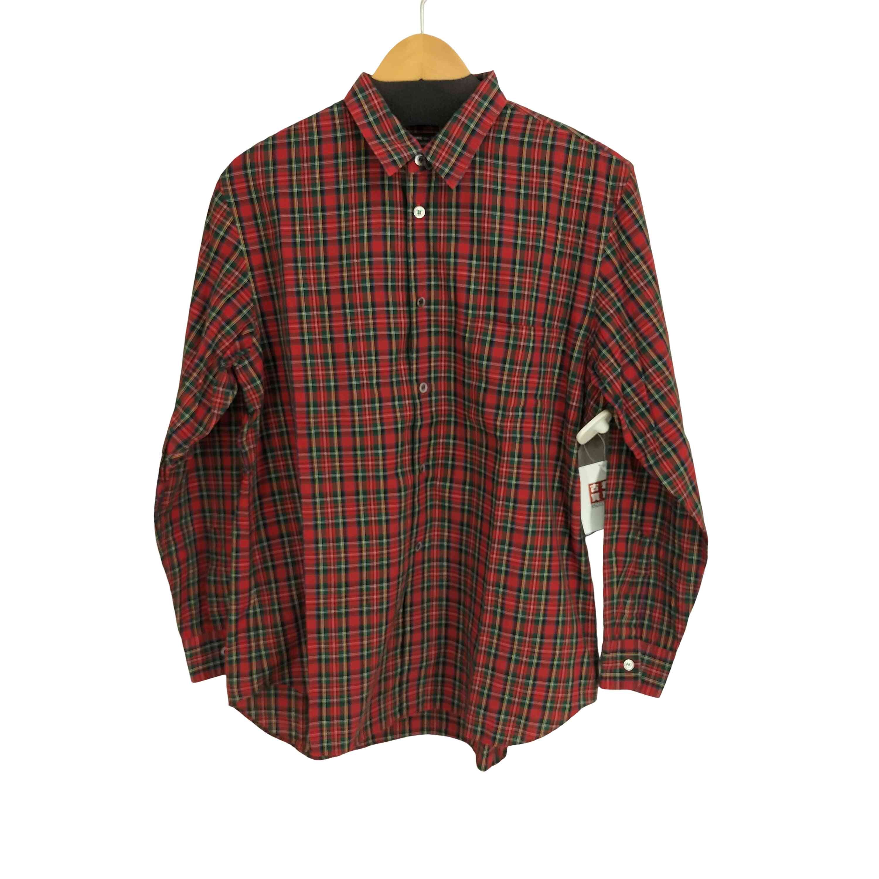 COMME des GARCONS コムデギャルソン 25AW GP-B005 白タグ 本ライン エステル製品加工 カットオフ アシンメトリー 捻じれ ロング シャツ 長袖 ブラウス レッド系 S【美品】【中古】 COMME des GARCONS - COMME des GARCONS コムデギャルソン 25AW GP