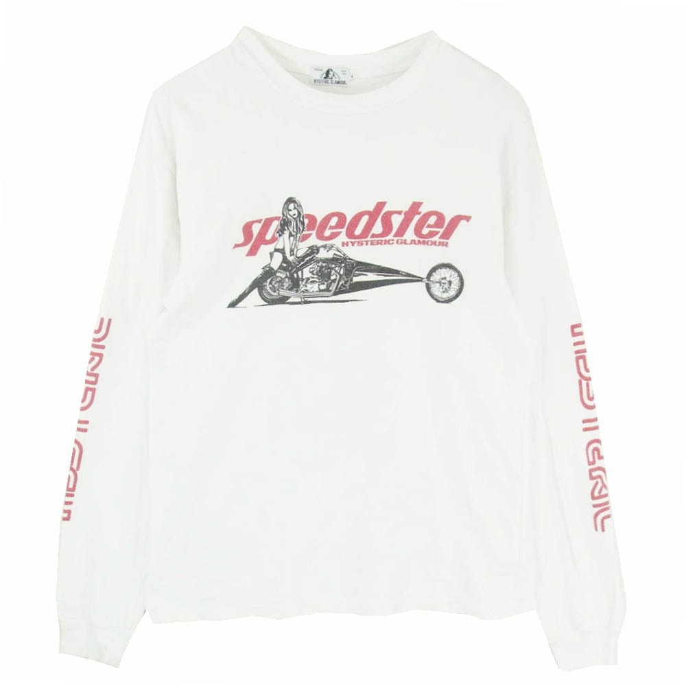 HYSTERIC GLAMOUR ヒステリックグラマー 18SS 02181CL04 SPEEDSTER スピードスター グラフィック プリント コットン 長袖 Tシャツ ロンT カットソー ホワイト系 S【中古】