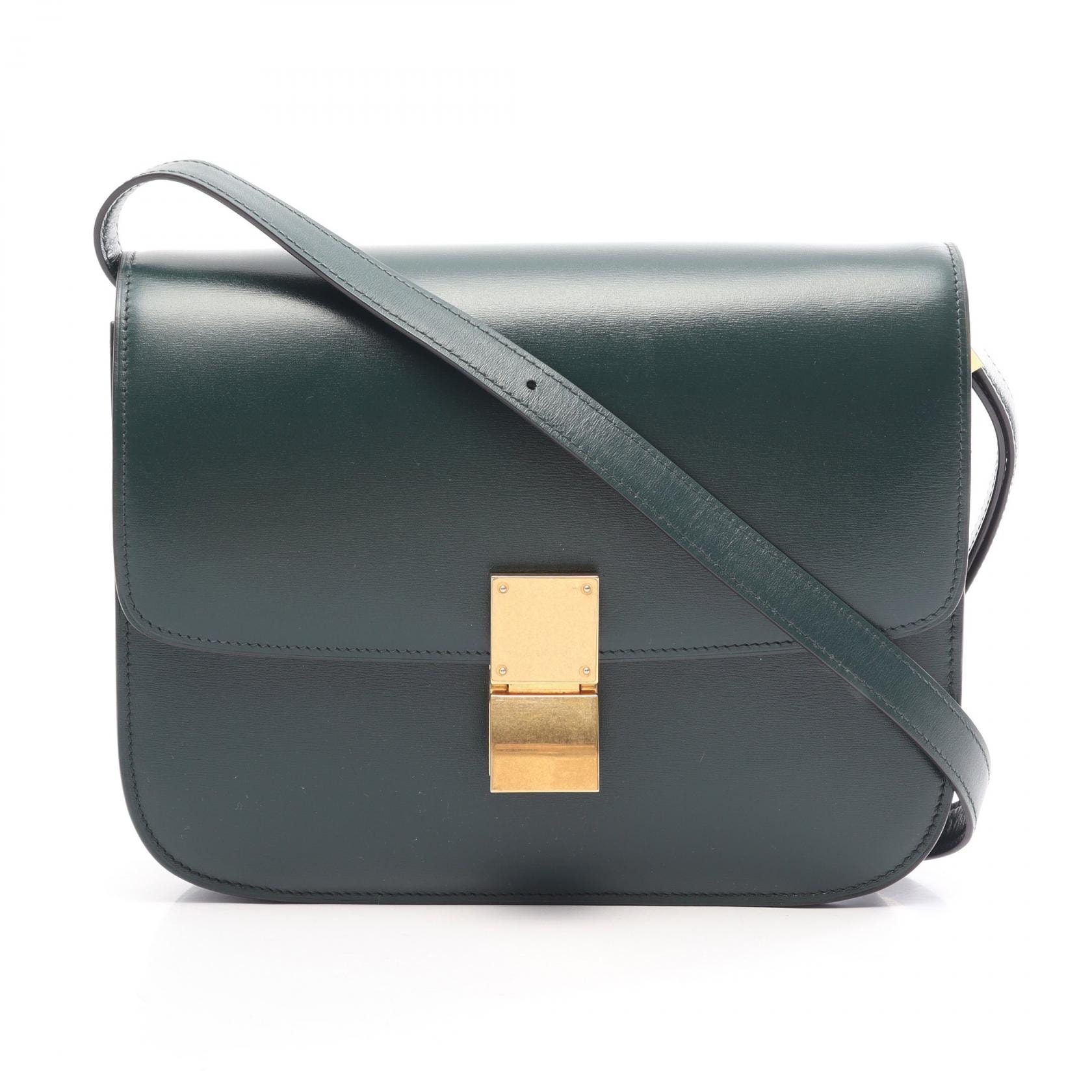 セリーヌ CELINE クラシック ミディアム ショルダーバッグ バッグ レザー レディース グリーン系 164173DLS 【中古】