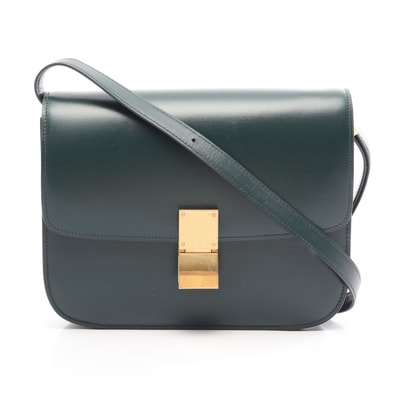 セリーヌ CELINE クラシック ミディアム ショルダーバッグ バッグ レザー レディース グリーン系 164173DLS 【中古】