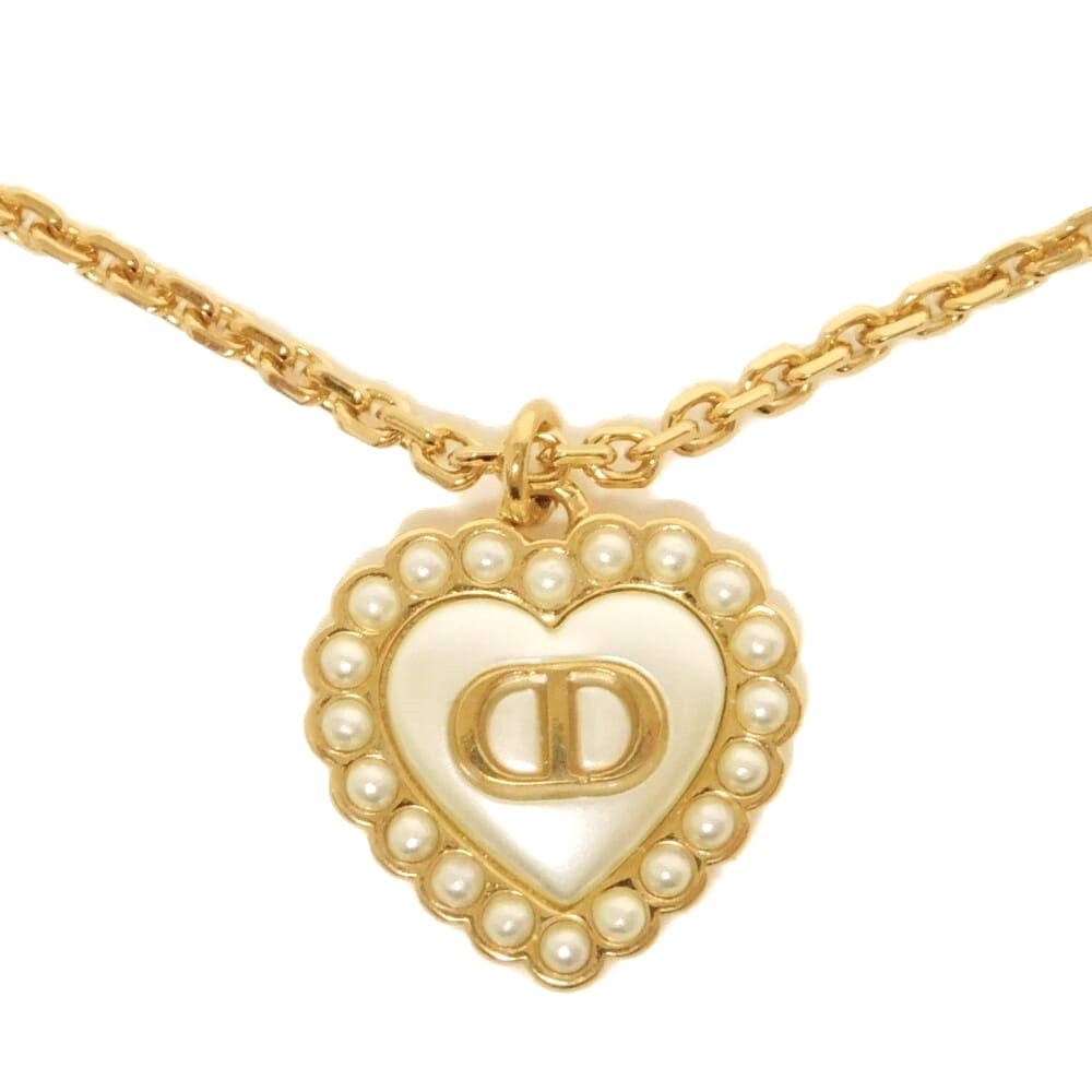 Dior ディオール プチ CD バロック Petit ハート メダリオン コスチュームパール CDロゴ マザーオブパール アイボリー ネックレス N3503WOMVE_D301