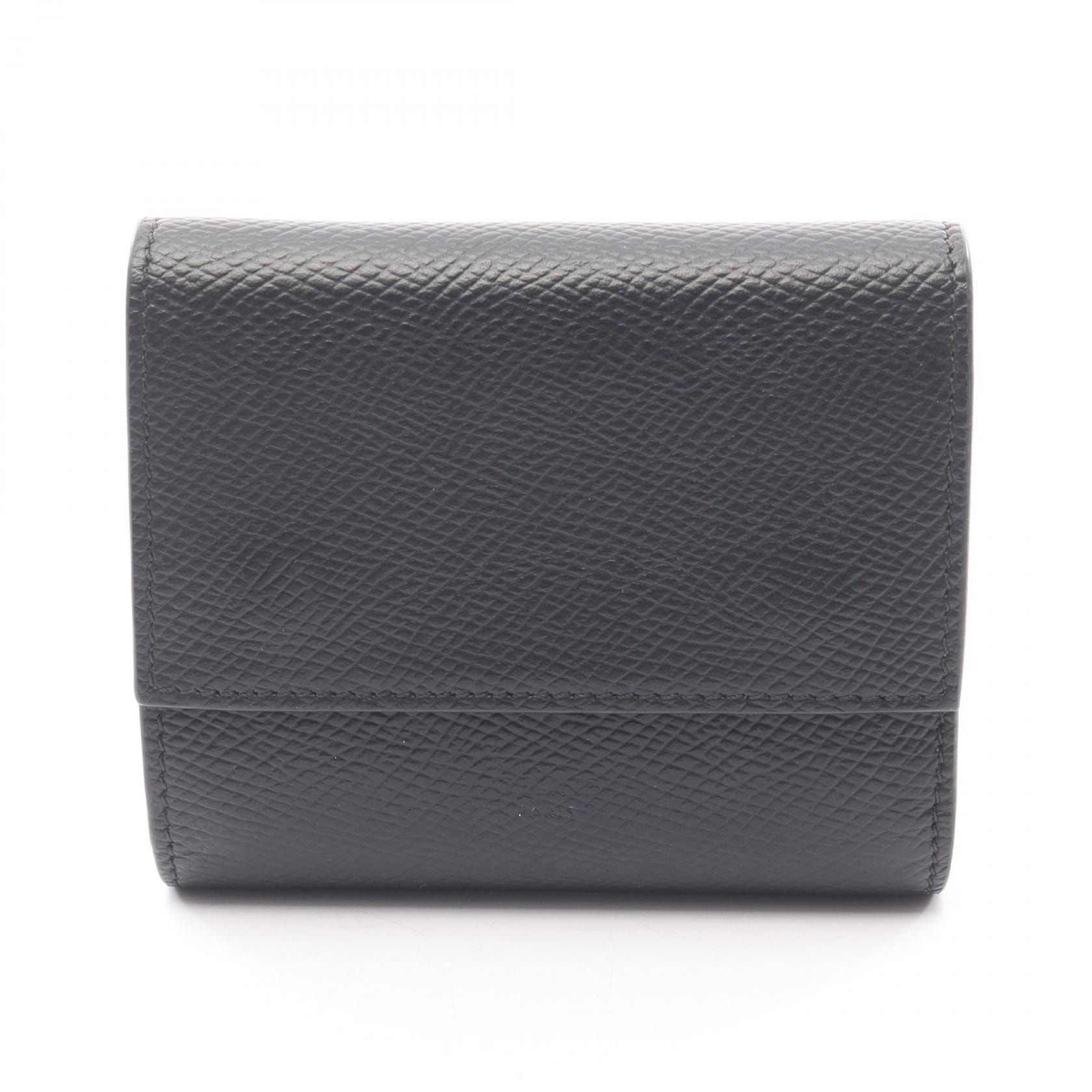 セリーヌ CELINE スモールトリフォールドウォレット 三つ折り財布 財布 レザー レディース ブラック系 【中古】