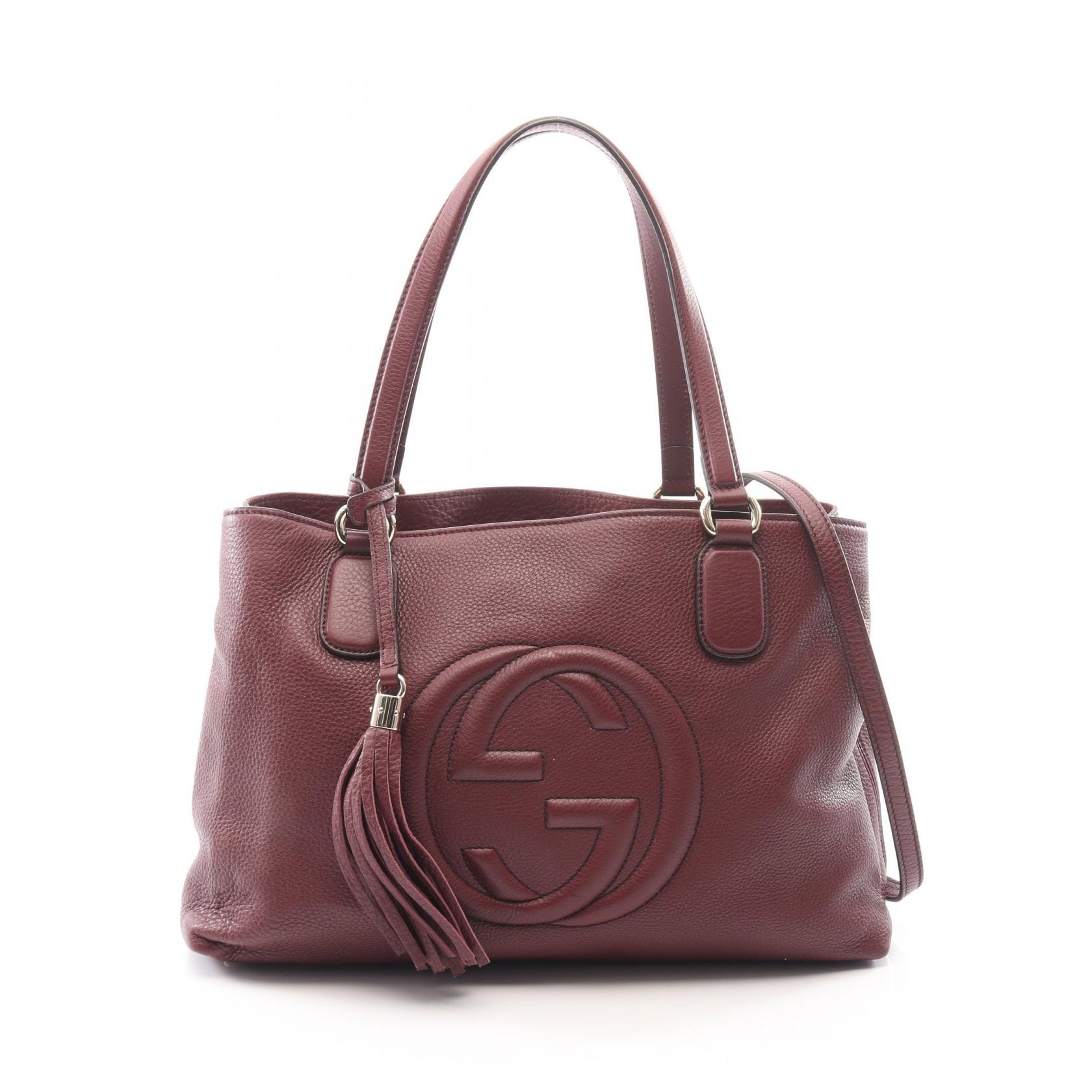 グッチ GUCCI ソーホー インターロッキングG 2WAY トートバッグ バッグ レザー レディース ボルドー系 308363 【中古】