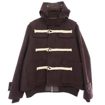 Sacai サカイ コート 25AW 25-03846M Wool Melton Blouson ウール メルトン ブルゾン ダッフル コート ブラウン系 3【極上美品】【中古】