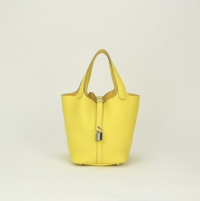 エルメス HERMES ピコタンロックPM ピコタンロック PM バッグ トートバッグ トリヨンクレマンス ライム Lime イエロー Yellow 黄 シルバー金具 ハンドバッグ