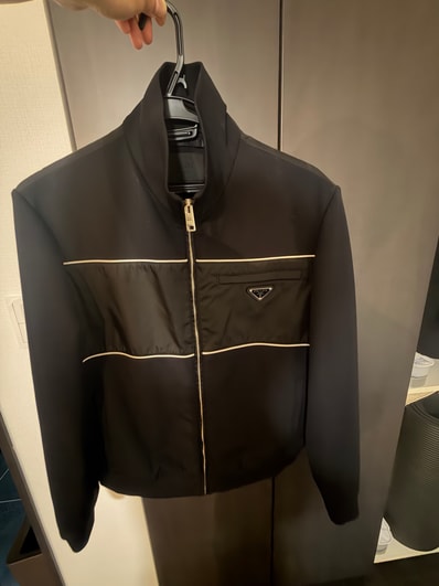 PRADA Sweatshirt with Re-Nylon Detail "Black/White"