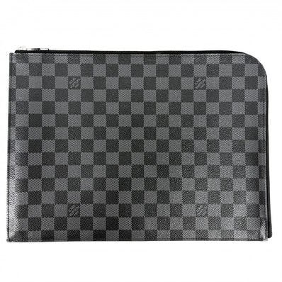 LOUIS VUITTON ルイヴィトン クラッチバッグ ダミエグラフィット ポシェットジュールGM セカンドバッグ N41501 ブラック 黒 シルバー金具 メンズ 美品【中古品】