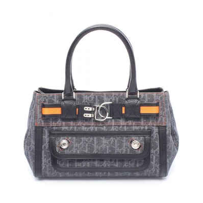 ディオール Dior フライトライン トロッター ハンドバッグ バッグ デニム レザー レディース ネイビー系 / ブラック系 / オレンジ系 【中古】
