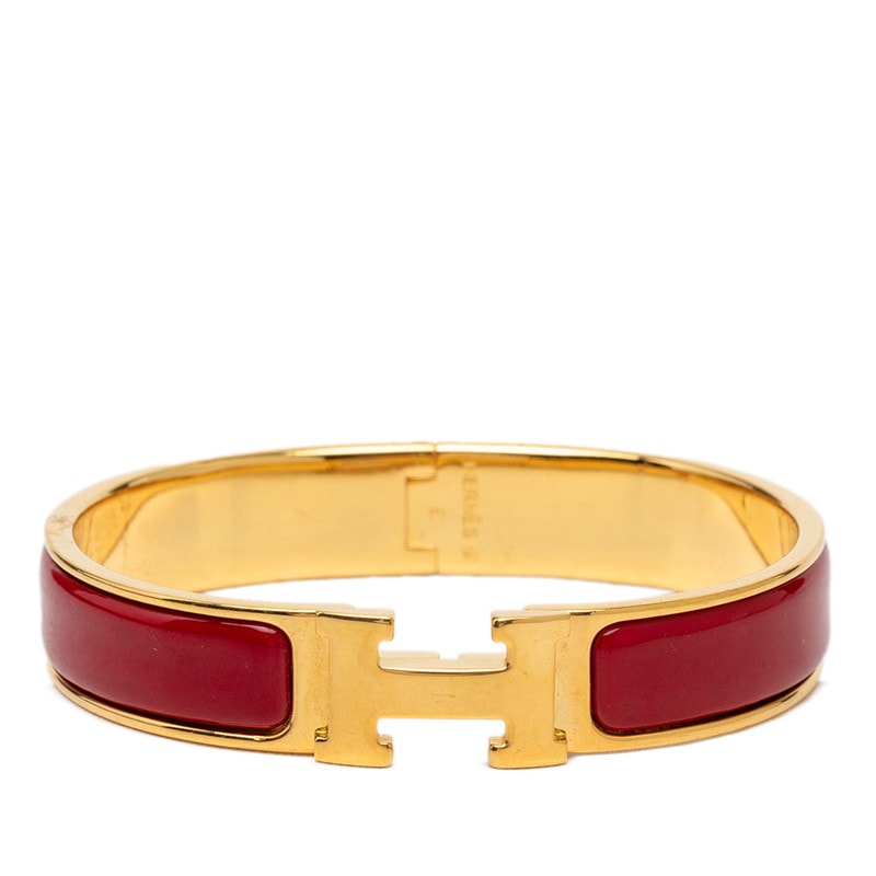 エルメス クリックH PM ブレスレット バングル ゴールド レッド メッキ レディース HERMES 【中古】