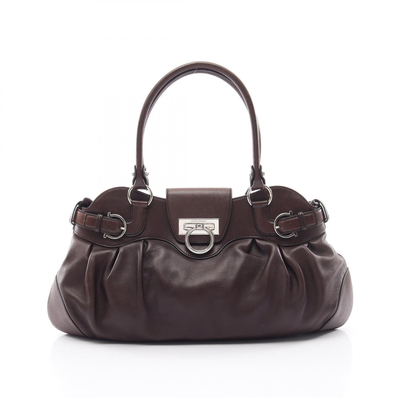 サルヴァトーレフェラガモ Salvatore Ferragamo マリッサ ガンチーニ ハンドバッグ バッグ レザー レディース ブラウン系 【中古】