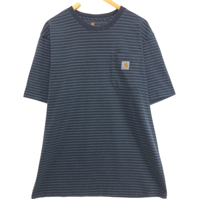 古着 カーハート Carhartt ORIGINAL FIT ボーダー柄 半袖 ワンポイントロゴポケットTシャツ メンズL相当/eaa551644