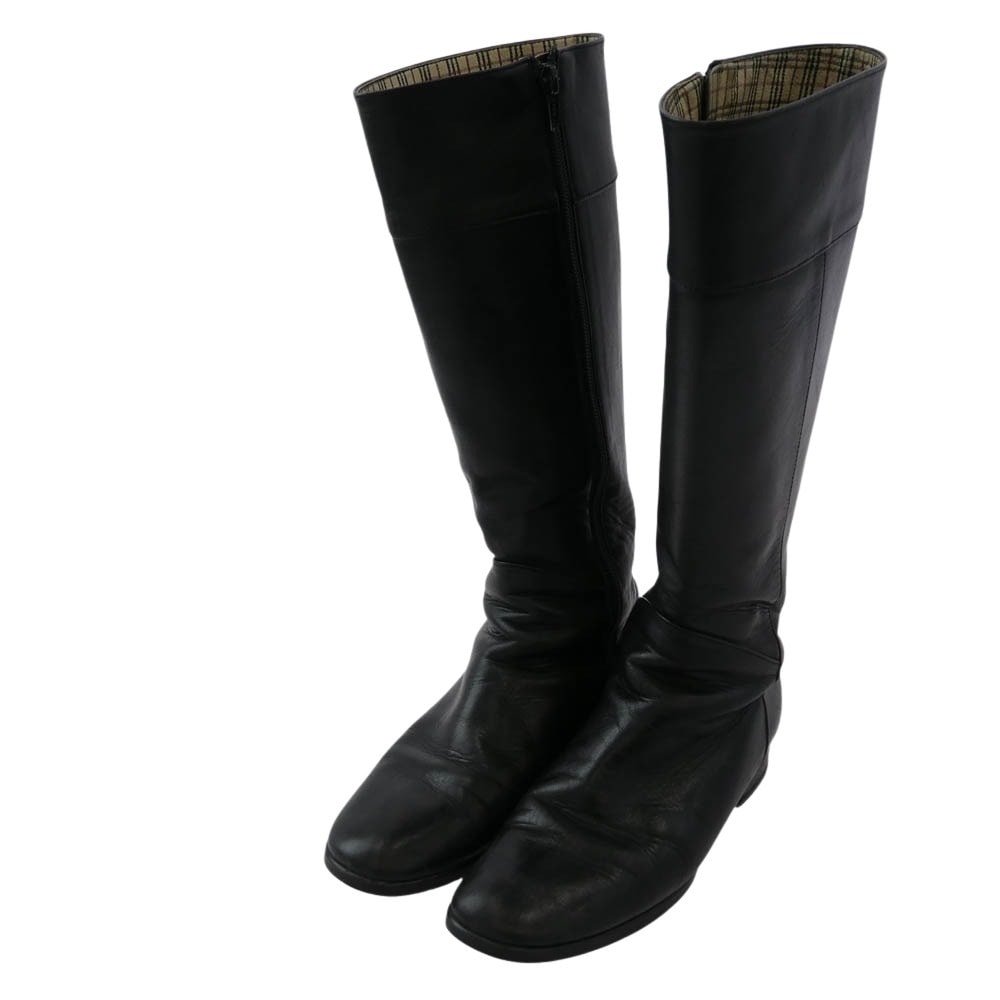 BURBERRY LONDON バーバリー ロンドン ブーツ 108 2598 レザー サイドジップ ロングブーツ 22cm【中古】