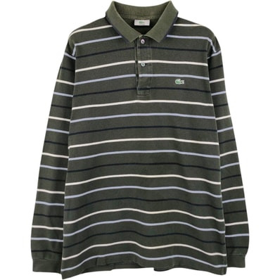 古着 ラコステ LACOSTE 長袖 ボーダー ポロシャツ 4 メンズM相当/eaa667114